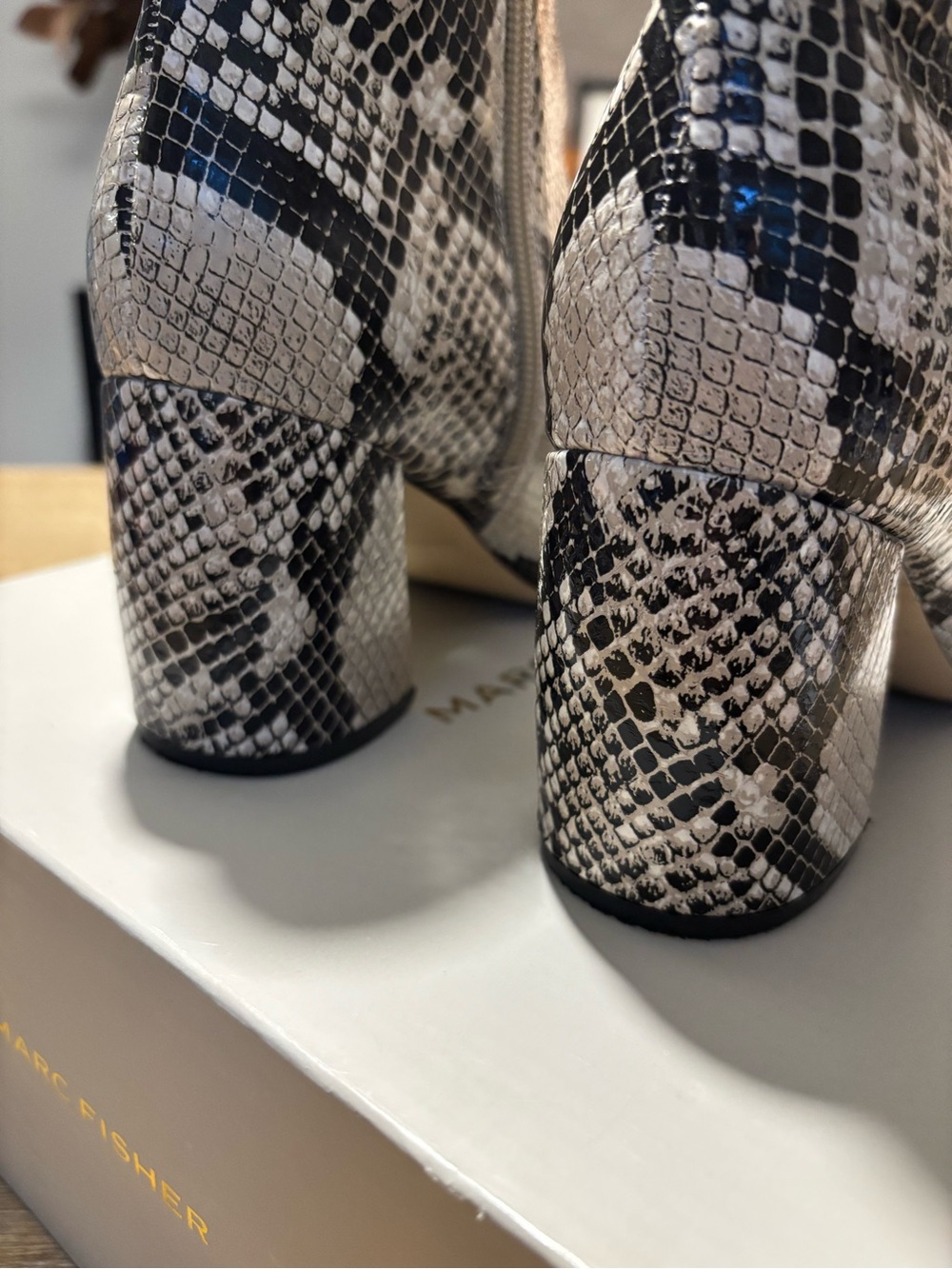 Marc Fisher Snake-Print Ankle Boots - Picture 5 of 7